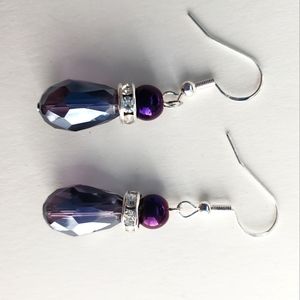 Transparent violet teardrop earrings